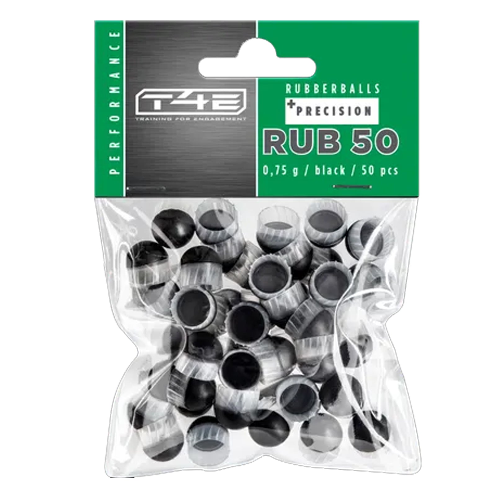 T4E Performance RUB 50 Prec Rubberballs / Gummigeschosse Cal.50 - 50 Stück
