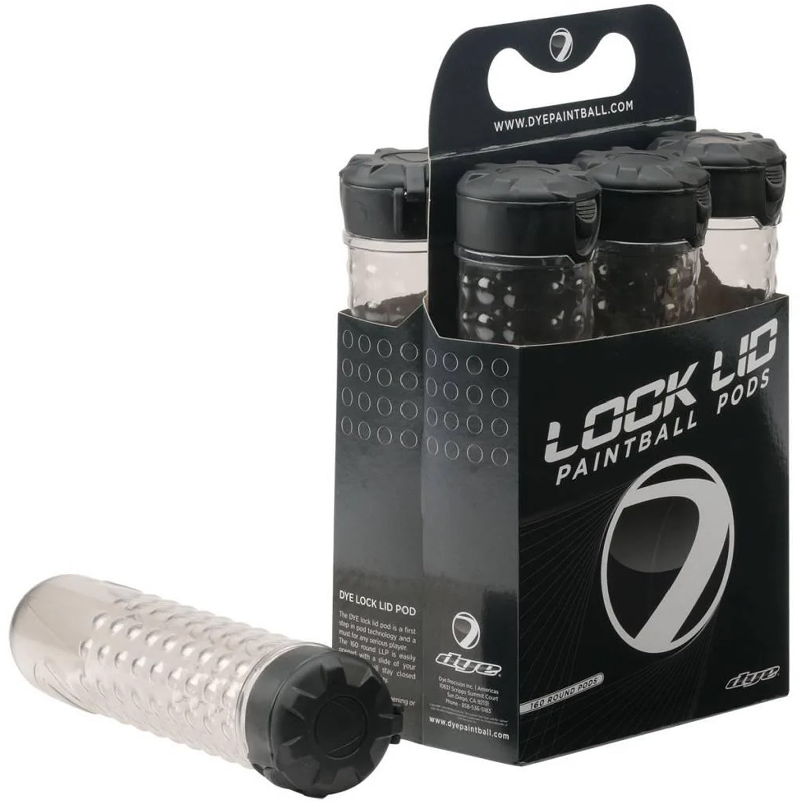 DYE Paintball 160er LockLid Pods - 6 Stück / Smoke